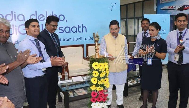 Union Minister Pralhad Joshi inaugurates direct flight from Hubli to Delhi gvd