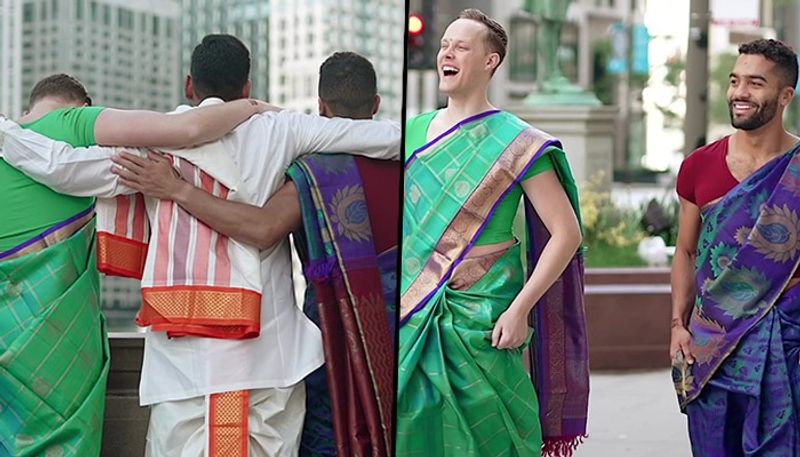 Male friends surprise Indian groom by walking down Chicago street in sarees; check his reaction - adt 