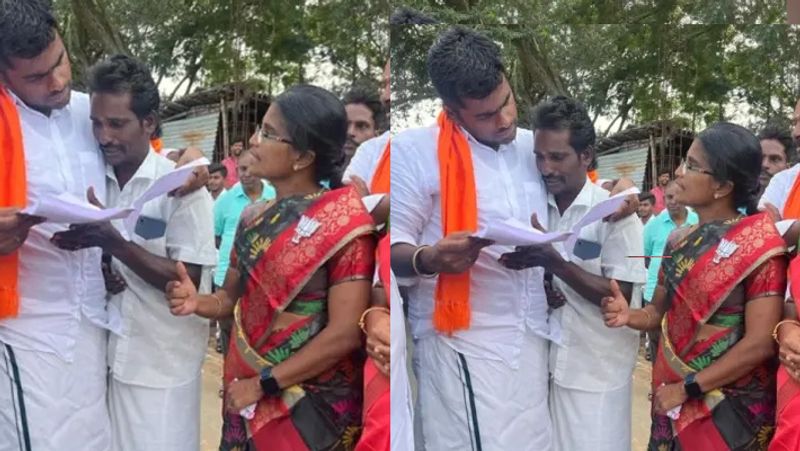 Tamilnadu BJP head Annamalai touch  youth foot in Erode... Viral photo