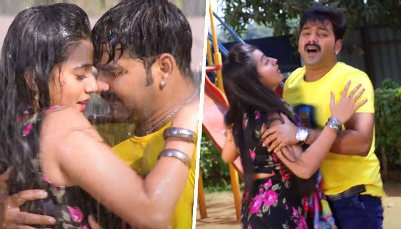 Akshara Singh sexy video Bhojpuri actress Pawan Singh romantic rain dance is grabbing fan attention RBA