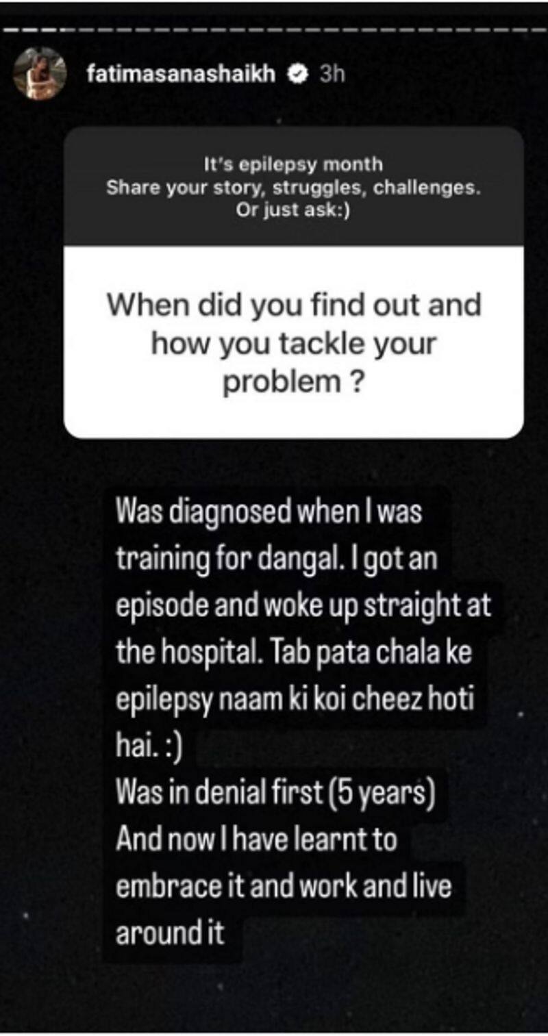 Fatima Sana Shaikh shares her struggle with epilepsy on social media