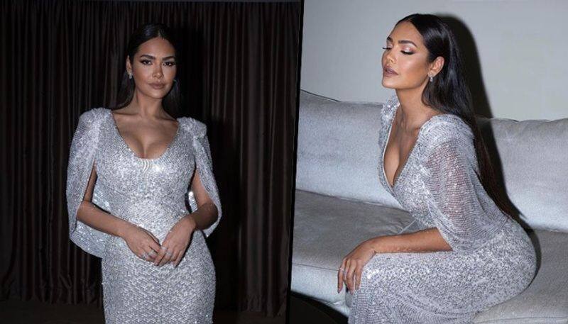 SEXY Pictures: Esha Gupta shimmers in silver body-hugging gown with plunging neckline at Doha event qatar world cup 2022 snt