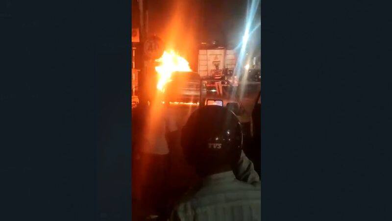 A car caught on fire near Beelamedu in Coimbatore 