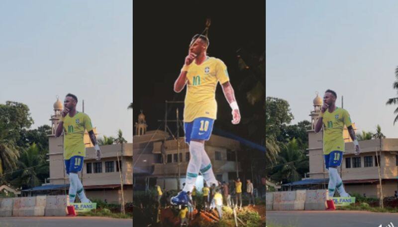 FIFA World Cup 2022 Brazil fans placed 50 feet Neymar cut out in Karuvachery Nileshwar