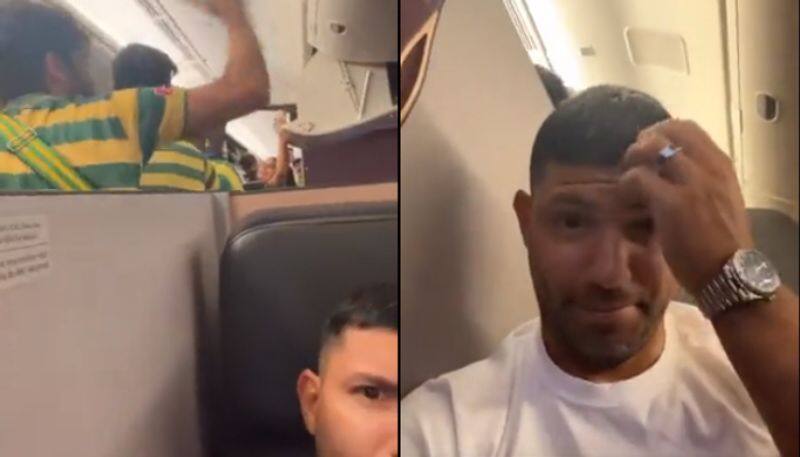 FIFA World Cup 2022 Watch Sergio Kun Aguero trapped between Brazil fans in flight 