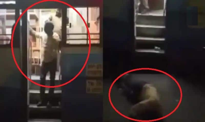 govt bus conductor pushed drunk man from bus