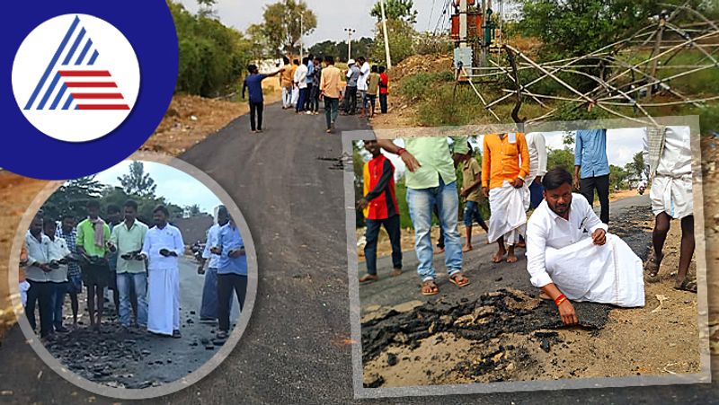 Very poor road construction at minister halappa achar constituency in koppala gow