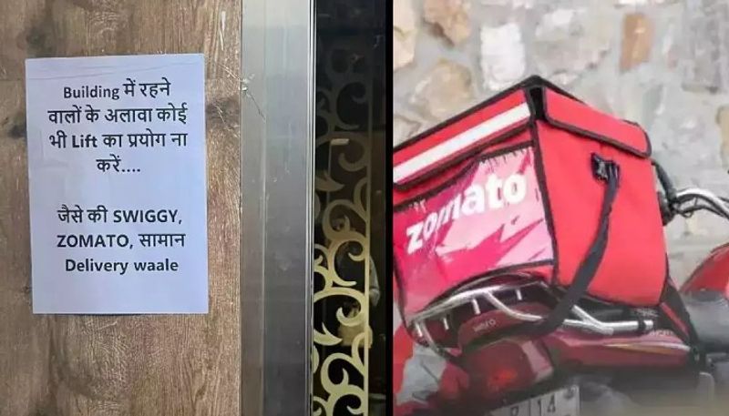 notice against food delivery executives using lift 