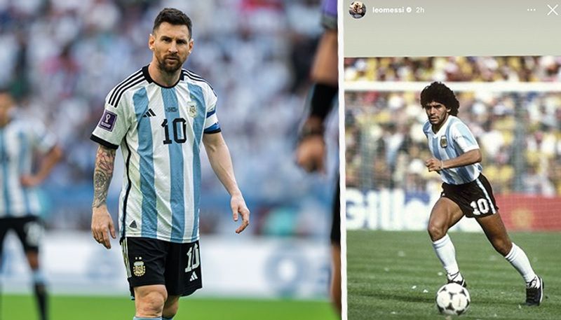 football Fans pray Diego Maradona spirit guides Lionel messi Argentina to win over Mexico at Qatar World Cup 2022 snt