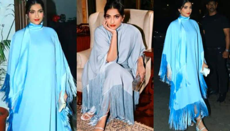 Sonam Kapoor blue outfit in night party