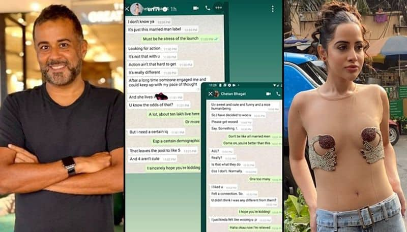 Urfi Javed aka Uorfi, shares Chetan Bhagat's leaked WhatsApp messages, slams him for 'Distracting Youth' comment RBA