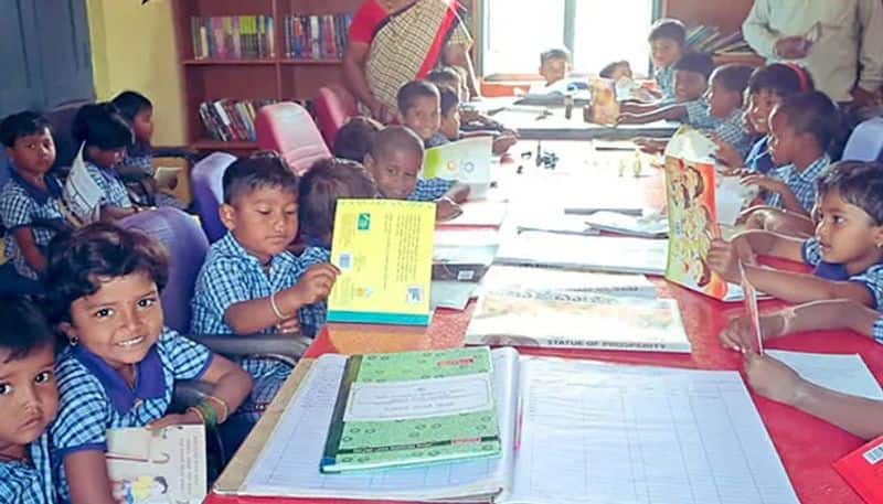 video in which children entering a library for the first time 