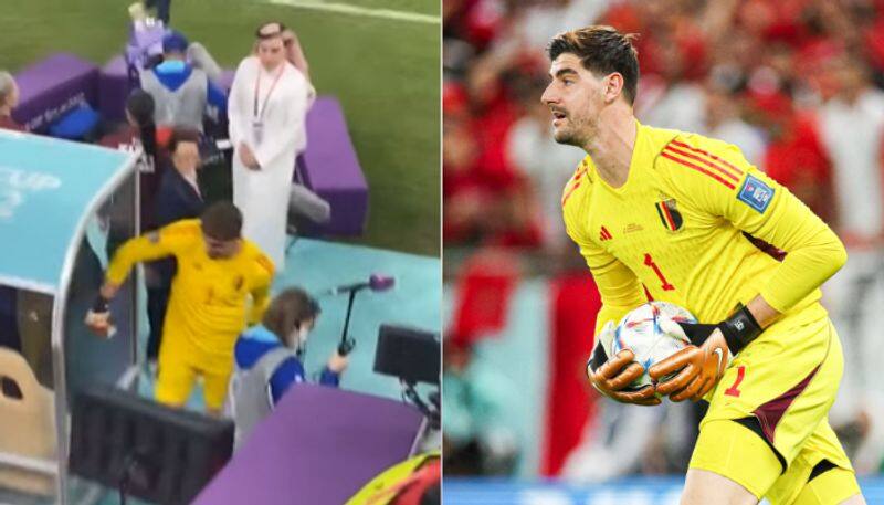 FIFA World Cup 2022 Watch Thibaut Courtois punch to dugout after Belgium loss to Morocco