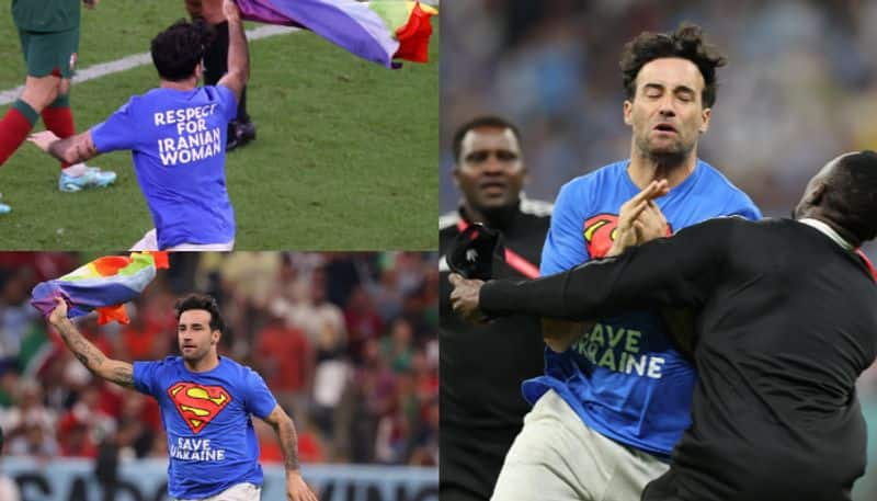 A Protester Who Holds Rainbow Flag Ran onto pitch During Portugal vs Uruguay Match 