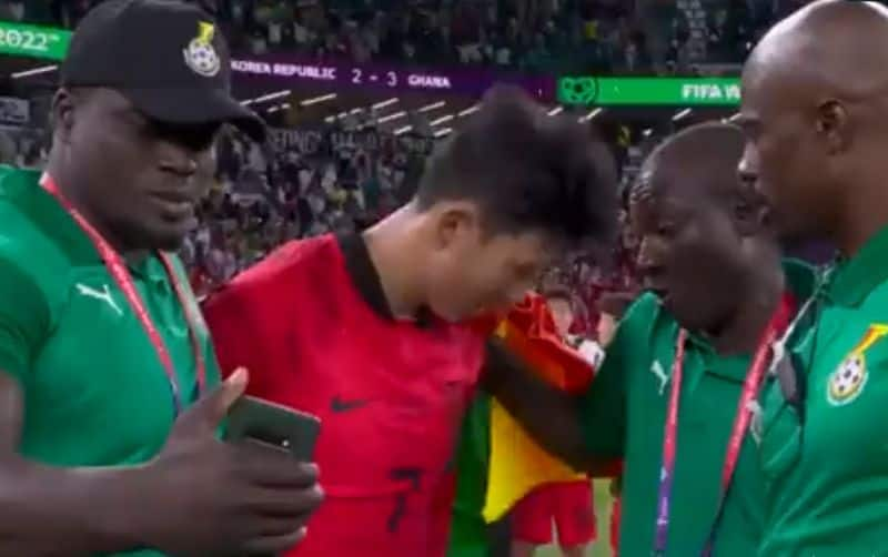 Ghana Staff Takes Selfie With Tearful Son Heung min