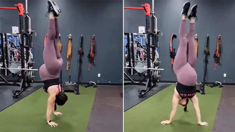 nine month pregnant women doing work out at gym and video goes viral