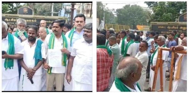 Farmers besieged the district collector's office protesting the construction of military technology park in Coimbatore