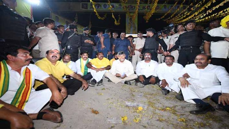 Chandrababunaidu Holds  Protest  near  Polavaram Project 