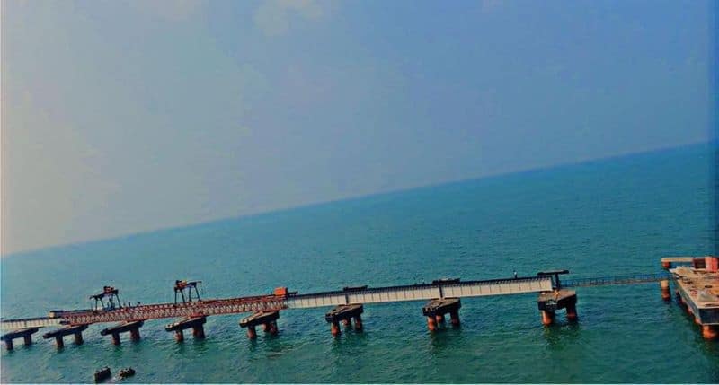 The first vertical lift sea bridge in India, the New Pamban Bridge, is 84% complete. See images