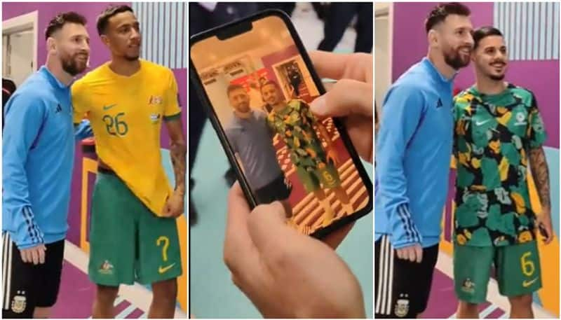 Australian players waits for getting selfie with lionel messi 