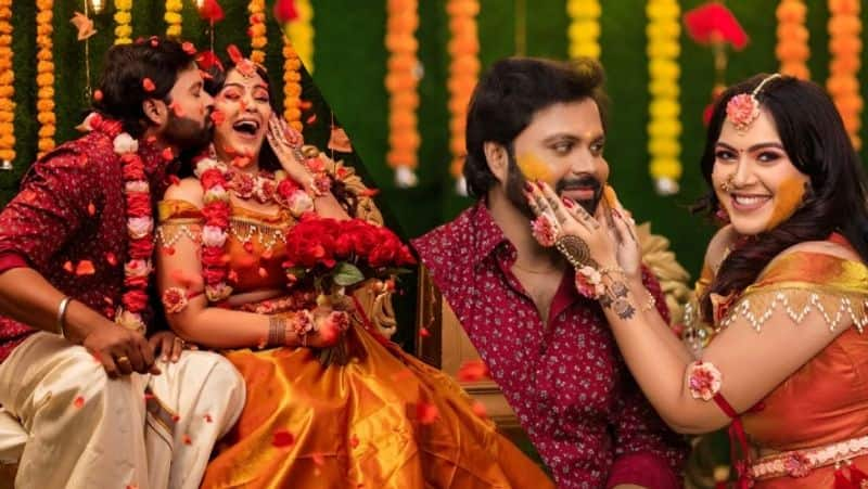 Serial actress shwetha bandekar ties knot with mal muruga weddng pics viral