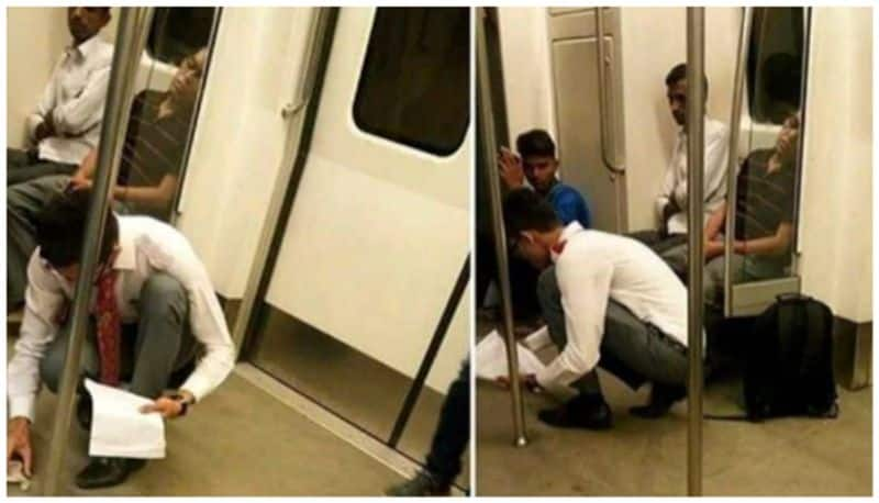 boy cleans up after spilling food in delhi metro see viral post