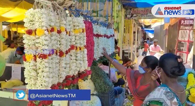 price of flowers is very high in coimbatore flower market due to karthigai deepam