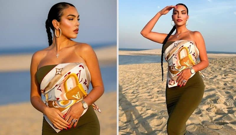 SEXY Pictures Cristiano Ronaldo girlfriend Georgina Rodriguez sizzles in strapless dress on desert day out in Qatar World cup 2022 snt