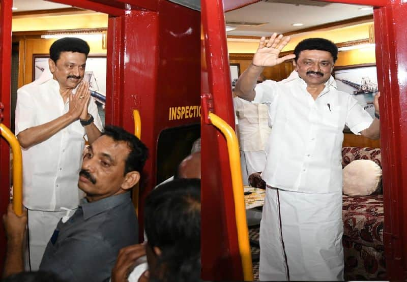 cm stalin is going to tenkasi by train from egmore