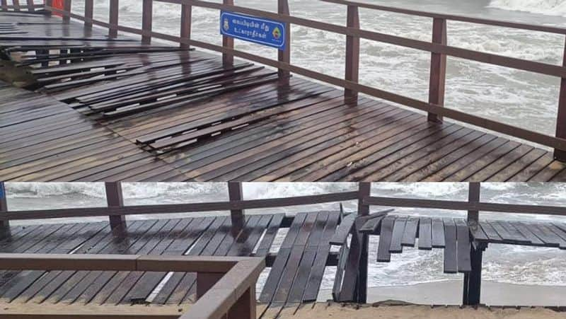 Damage to the special route for the disabled Chennai Marina