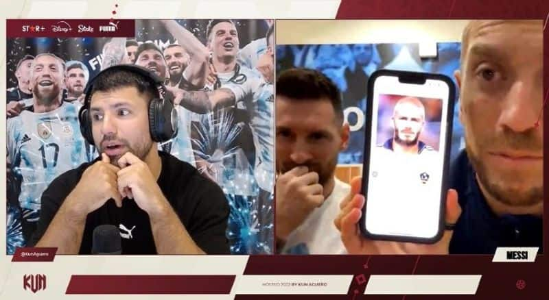 Lionel Messi and Argentina team mates joins Sergio Aguero's live 