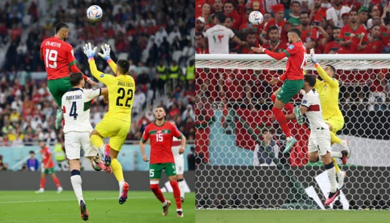 FIFA World Cup 2022 Watch Morocco star Youssef En Nesyri CR7 model header goal vs Portugal