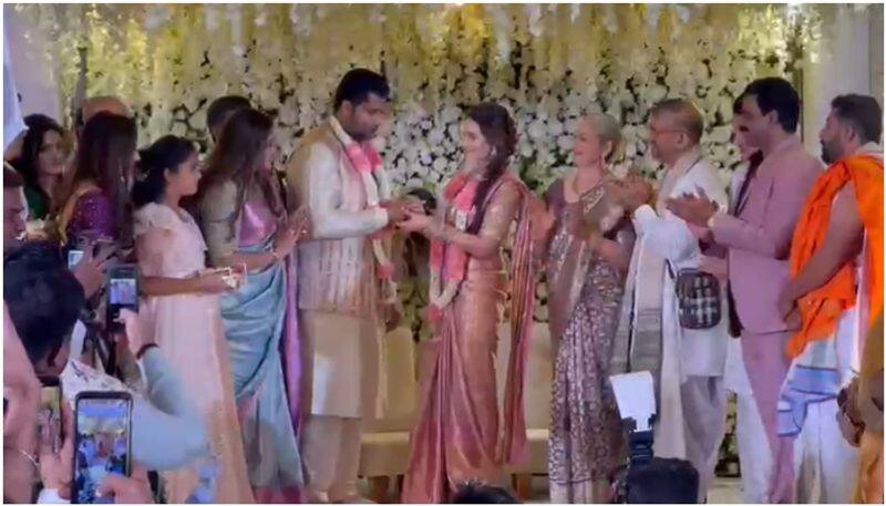 Abhishek Ambareesh and aviva bidapa Engagement sgk