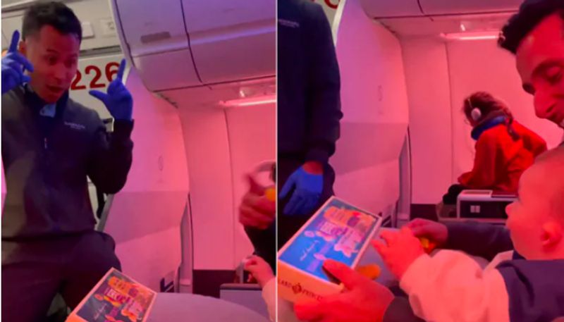 Flight Attendant Interacting With Baby In Sign Language