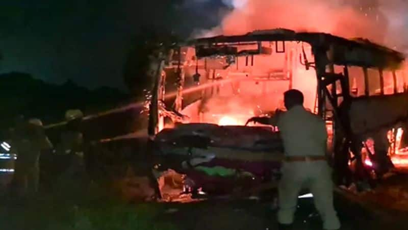 private bus fire accident..50 passengers survived