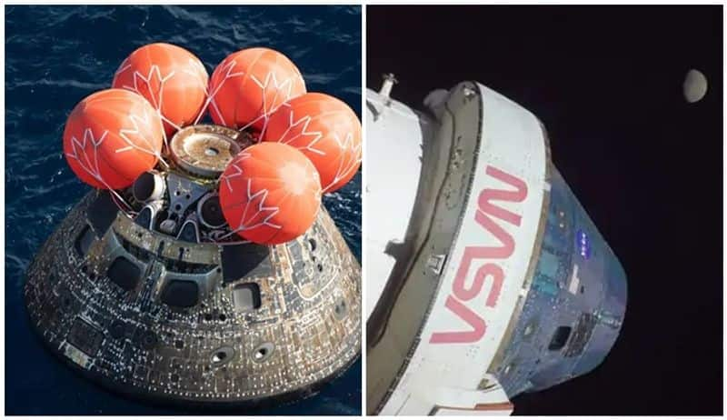 NASA Artemis 1 Moon Mission Orion Spacecraft Landing after traveling 1 point 4 million miles san