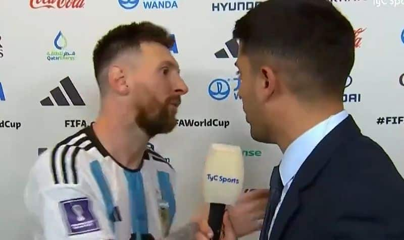 Lionel Messi interrupts interview again and words with Croatian coach 