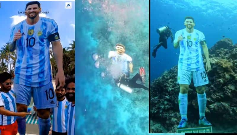 Messi cut out installed under sea by Argentinian fans at lakshadweep