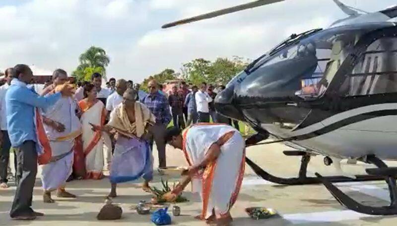 Hyderabad businessman takes his newly bought chopper to temple for 'Vahan Puja'; video goes viral - gps