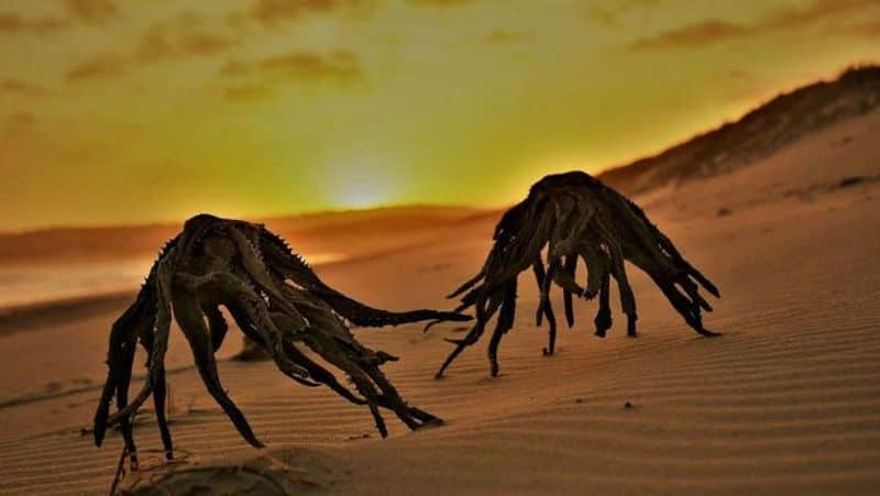 War of the Worlds aliens crawling out of ocean spark panic among beachgoers 