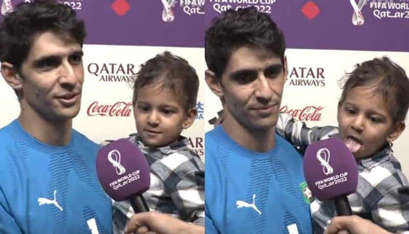 Morocco Goalkeeper Yassine Bounou's Son Mistakes Mic For Ice cream, Video Went Viral in Social Media 