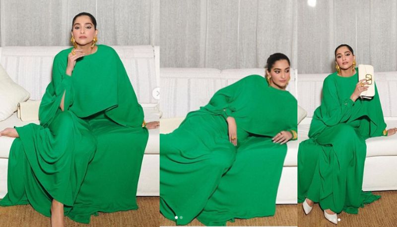 Sonam kapoor in green kaftan gown