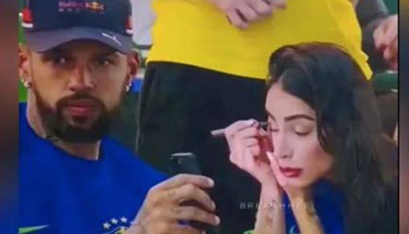 Husband Of The Year Helps Wife With Makeup During Live Match