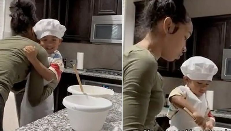 toddler and mother sharing emotional moments while doing vlog 