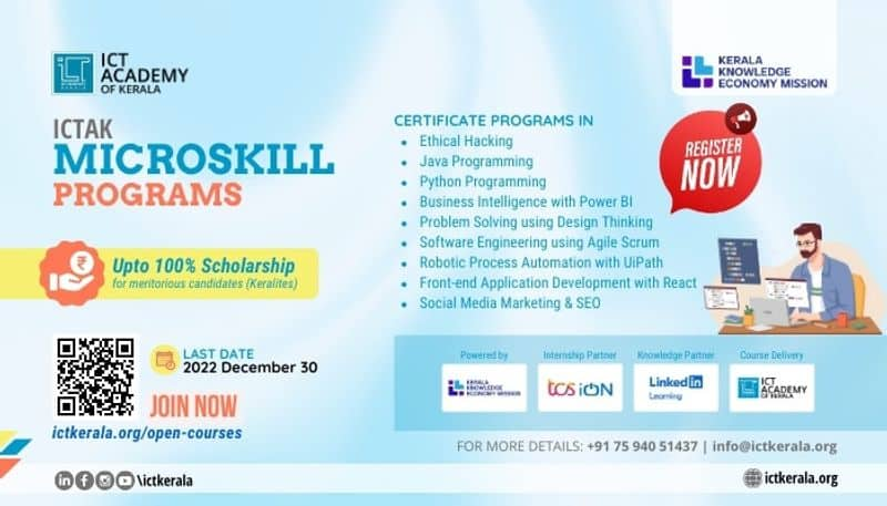 ICT Academy of Kerala KKEM Scholarship microskill courses