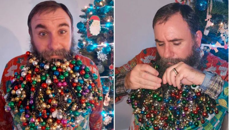 Man Creates World Record By Hanging 710 Christmas Baubles From His Beard