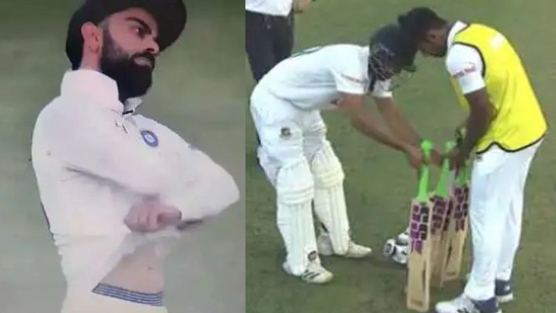 Virat Kohli gestures towards bangladesh batsmen to take off jersey to waste more time in second test video goes viral