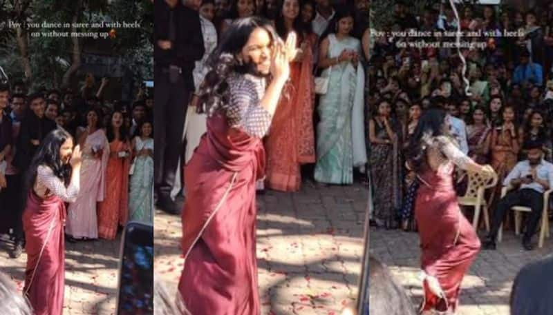 Girl dancing to Saami Saami in saree and heels wins hearts online