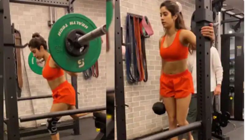 Janhvi Kapoor Looks Hot In Orange Gym Wear During Intense Leg Workout