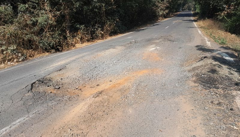 The road was destroyed within a month of construction at kahanapur belagavi rav